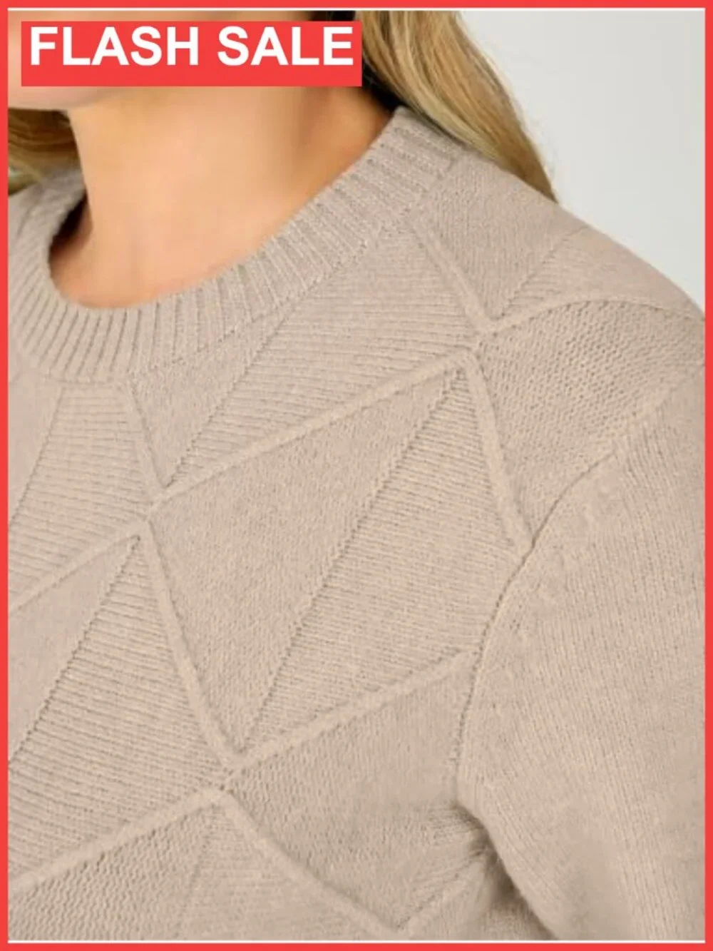 Women's Crewneck Argyle Cable Knit Long Sleeve Pullover Sweater